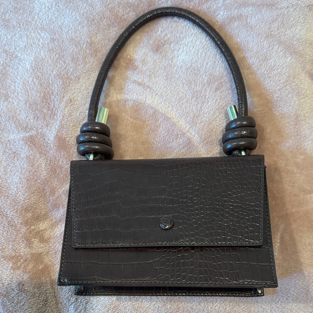 Express Black Crocodile-Embossed Shoulder Bag
